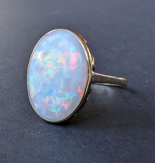 ANTIQUE 18CT GOLD OPAL STATEMENT RING - ADDITIONAL PHOTO 1