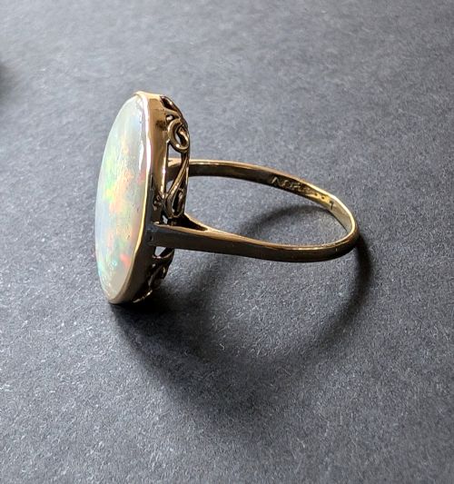 ANTIQUE 18CT GOLD OPAL STATEMENT RING - ADDITIONAL PHOTO 3