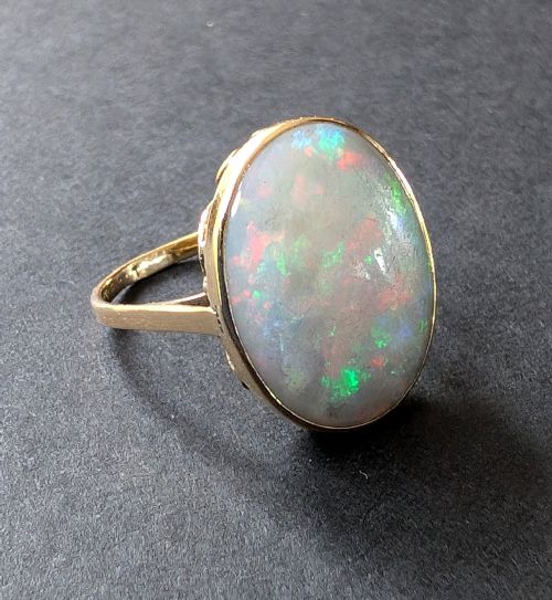 ANTIQUE 18CT GOLD OPAL STATEMENT RING - ADDITIONAL PHOTO 4