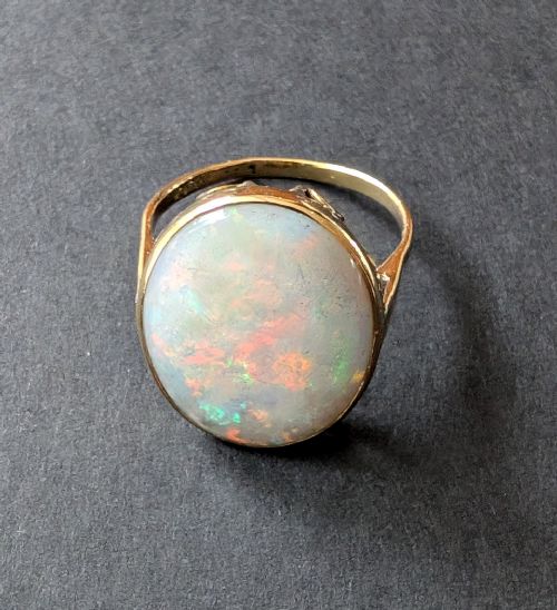 ANTIQUE 18CT GOLD OPAL STATEMENT RING - ADDITIONAL PHOTO 5