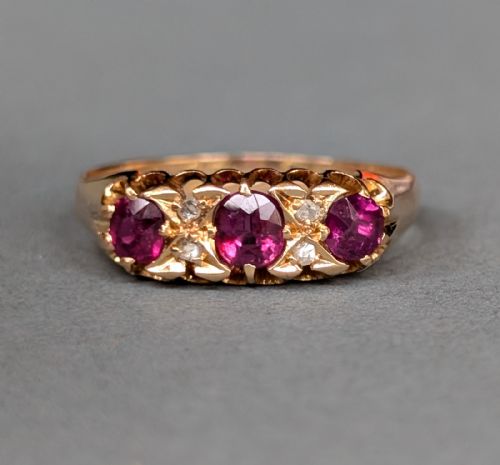 STUNNING ANTIQUE 18CT GOLD RUBY DIAMOND RING C1901 - ADDITIONAL PHOTO 1