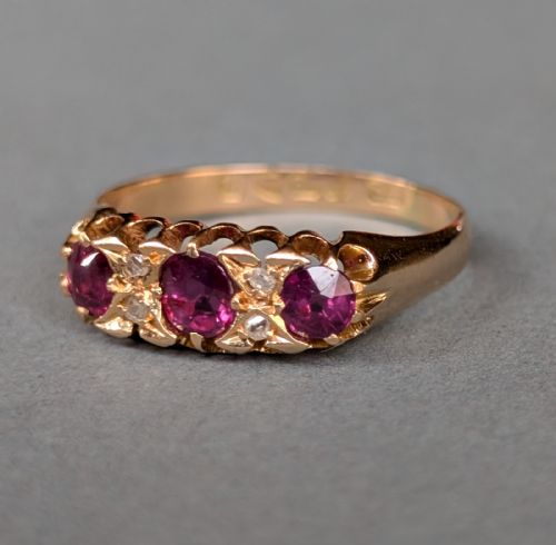 STUNNING ANTIQUE 18CT GOLD RUBY DIAMOND RING C1901 - ADDITIONAL PHOTO 2