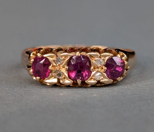 STUNNING ANTIQUE 18CT GOLD RUBY DIAMOND RING C1901 - ADDITIONAL PHOTO 4