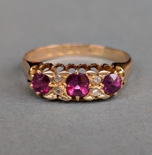 STUNNING ANTIQUE 18CT GOLD RUBY DIAMOND RING C1901 - ADDITIONAL PHOTO 5