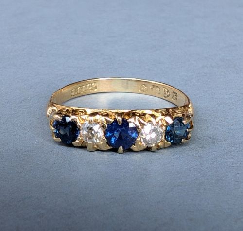 ANTIQUE 18CT GOLD SAPPHIRE DIAMOND RING - ADDITIONAL PHOTO 1