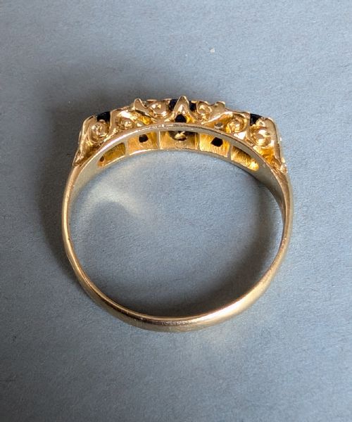 ANTIQUE 18CT GOLD SAPPHIRE DIAMOND RING - ADDITIONAL PHOTO 7