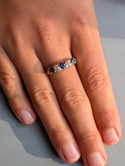 ANTIQUE 18CT GOLD SAPPHIRE DIAMOND RING - ADDITIONAL PHOTO 9