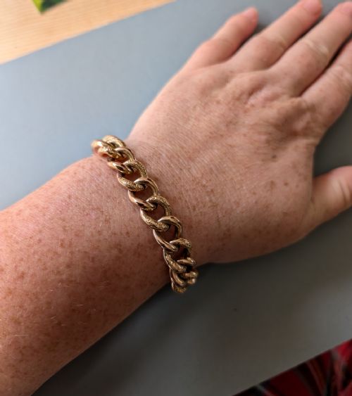 VICTORIAN ENGRAVED 9CT ROSE GOLD CHAIN BRACELET HEART PADLOCK 206G - ADDITIONAL PHOTO 10