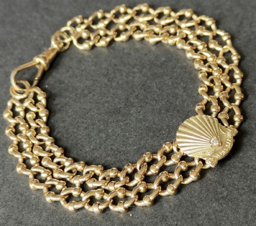 HEAVY ANTIQUE 9CT GOLD BRACELET WITH SHELL DIAMOND - ADDITIONAL PHOTO 1