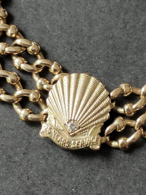 HEAVY ANTIQUE 9CT GOLD BRACELET WITH SHELL DIAMOND - ADDITIONAL PHOTO 4