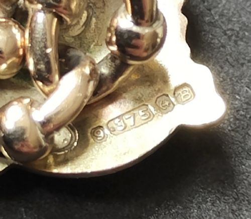 HEAVY ANTIQUE 9CT GOLD BRACELET WITH SHELL DIAMOND - ADDITIONAL PHOTO 5