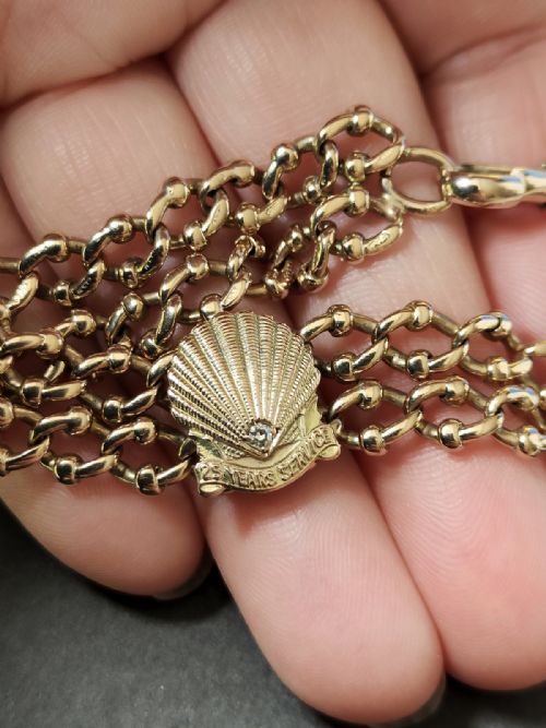 HEAVY ANTIQUE 9CT GOLD BRACELET WITH SHELL DIAMOND - ADDITIONAL PHOTO 8