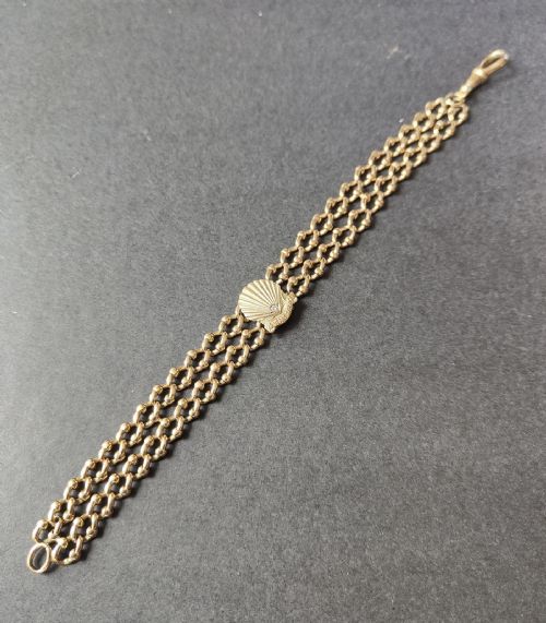 HEAVY ANTIQUE 9CT GOLD BRACELET WITH SHELL DIAMOND - ADDITIONAL PHOTO 11