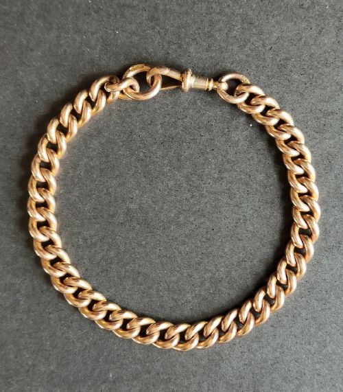 heavy antique solid 9ct rose gold curb bracelet 208g - CATEGORY: ANTIQUE JEWELLERY - DATED EDWARDIAN