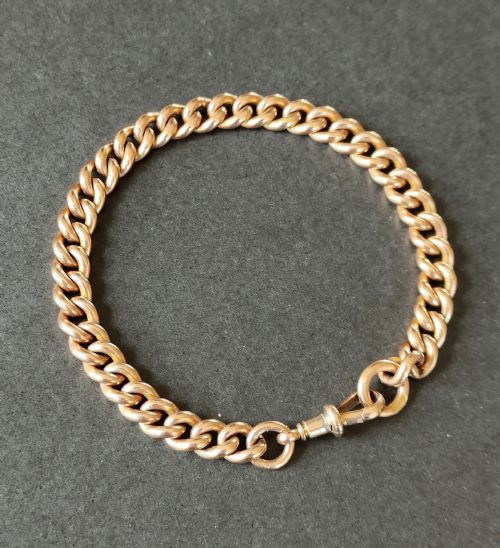 HEAVY ANTIQUE SOLID 9CT ROSE GOLD CURB BRACELET 208G - ADDITIONAL PHOTO 1