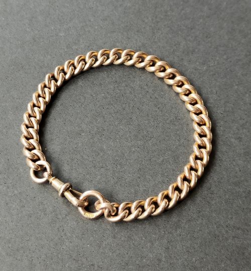 HEAVY ANTIQUE SOLID 9CT ROSE GOLD CURB BRACELET 208G - ADDITIONAL PHOTO 2
