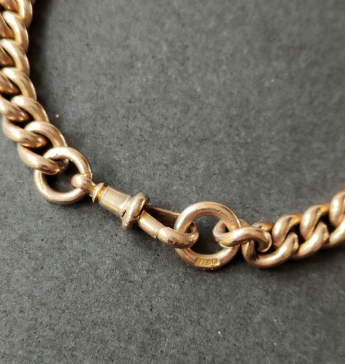 HEAVY ANTIQUE SOLID 9CT ROSE GOLD CURB BRACELET 208G - ADDITIONAL PHOTO 3