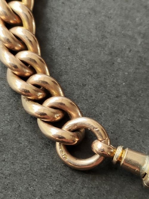 HEAVY ANTIQUE SOLID 9CT ROSE GOLD CURB BRACELET 208G - ADDITIONAL PHOTO 4