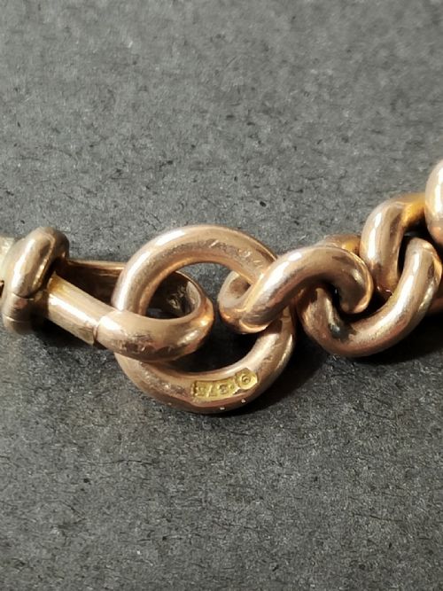 HEAVY ANTIQUE SOLID 9CT ROSE GOLD CURB BRACELET 208G - ADDITIONAL PHOTO 5