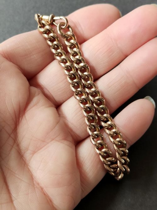 HEAVY ANTIQUE SOLID 9CT ROSE GOLD CURB BRACELET 208G - ADDITIONAL PHOTO 7