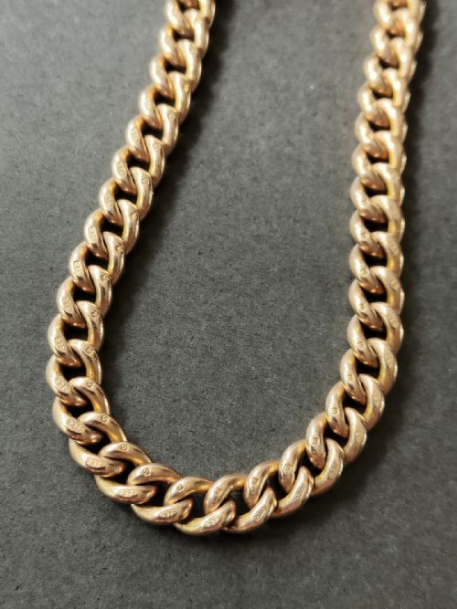 HEAVY ANTIQUE SOLID 9CT ROSE GOLD CURB BRACELET 208G - ADDITIONAL PHOTO 8