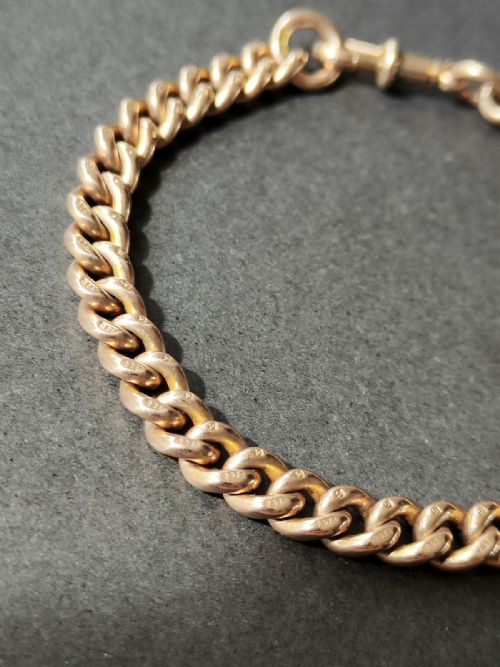 HEAVY ANTIQUE SOLID 9CT ROSE GOLD CURB BRACELET 208G - ADDITIONAL PHOTO 9