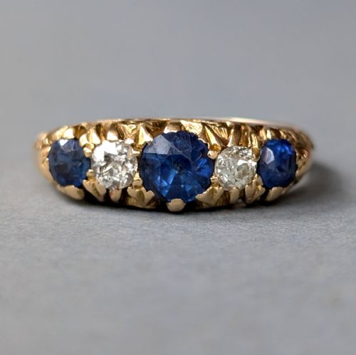 antique 18ct gold sapphire diamond ring - CATEGORY: ANTIQUE JEWELLERY - DATED VICTORIAN