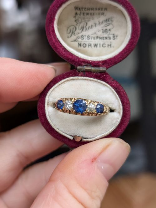 ANTIQUE 18CT GOLD SAPPHIRE DIAMOND RING - ADDITIONAL PHOTO 7