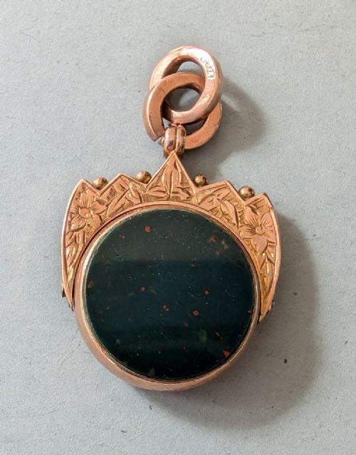 ANTIQUE 9CT ROSE GOLD SPINNING FOB - ADDITIONAL PHOTO 1