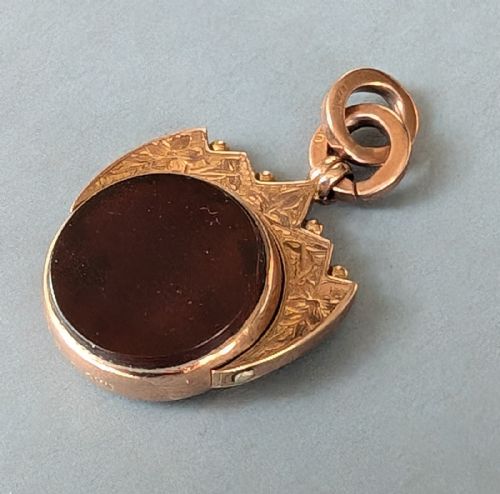 ANTIQUE 9CT ROSE GOLD SPINNING FOB - ADDITIONAL PHOTO 2