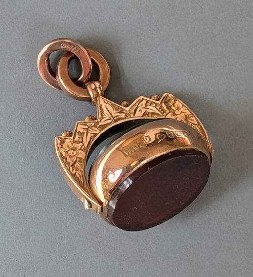 ANTIQUE 9CT ROSE GOLD SPINNING FOB - ADDITIONAL PHOTO 6