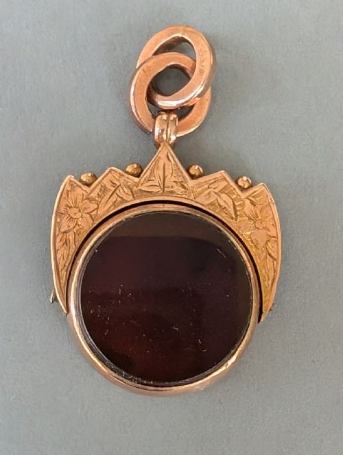 ANTIQUE 9CT ROSE GOLD SPINNING FOB - ADDITIONAL PHOTO 7