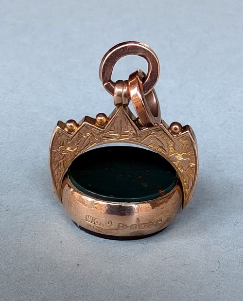 ANTIQUE 9CT ROSE GOLD SPINNING FOB - ADDITIONAL PHOTO 9