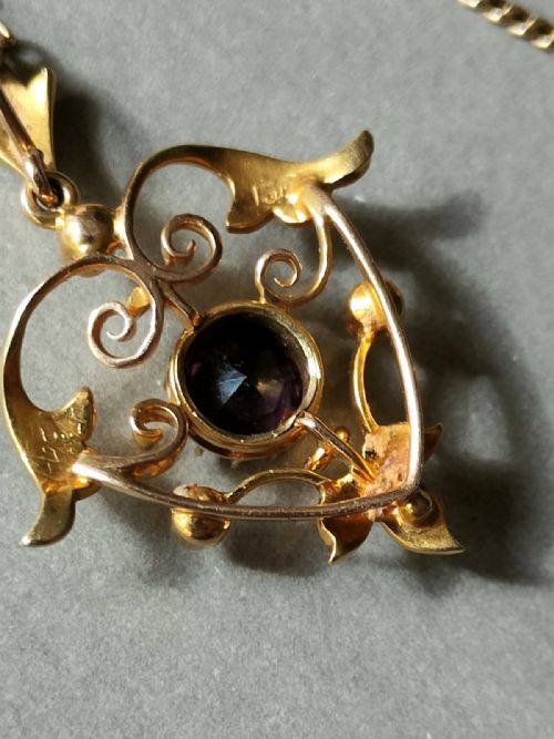 VICTORIAN 15CT GOLD AMETHYST HEART PENDANT - ADDITIONAL PHOTO 6