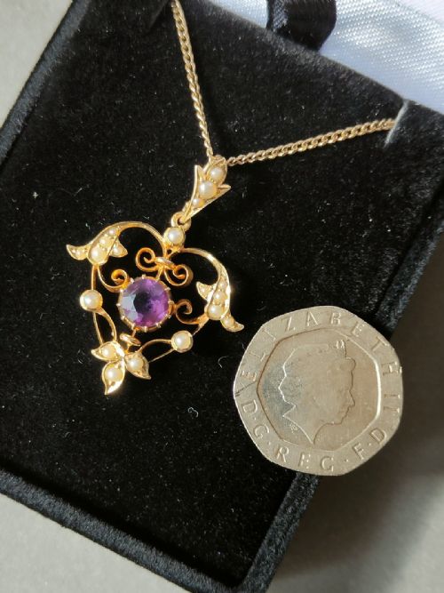 VICTORIAN 15CT GOLD AMETHYST HEART PENDANT - ADDITIONAL PHOTO 9