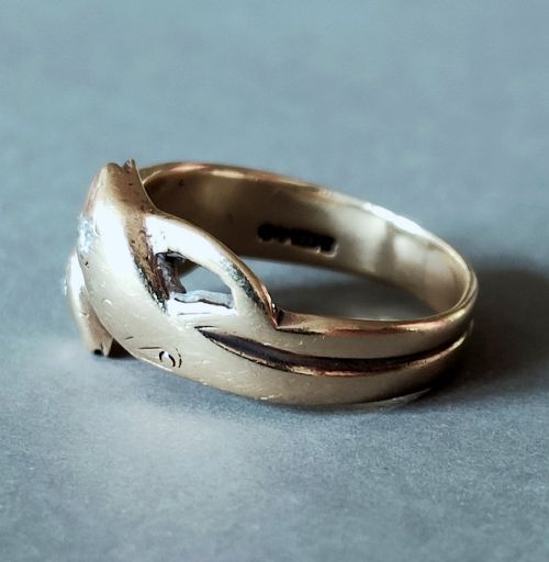 VINTAGE HEAVY 9CT GOLD DIAMOND SNAKE RING - ADDITIONAL PHOTO 5