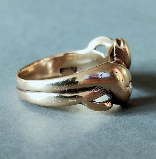 VINTAGE HEAVY 9CT GOLD DIAMOND SNAKE RING - ADDITIONAL PHOTO 7
