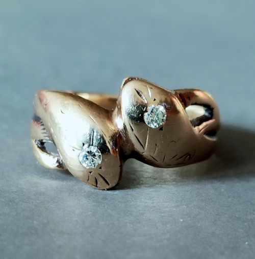 VINTAGE HEAVY 9CT GOLD DIAMOND SNAKE RING - ADDITIONAL PHOTO 8