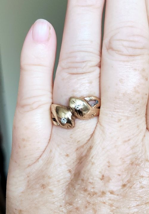 VINTAGE HEAVY 9CT GOLD DIAMOND SNAKE RING - ADDITIONAL PHOTO 10