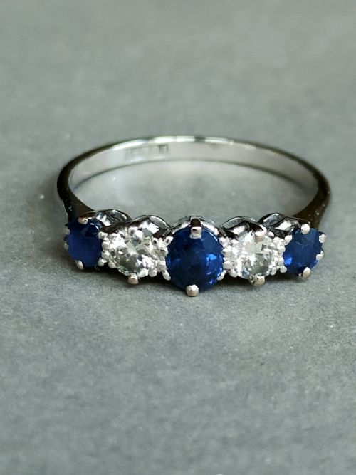 ART DECO 18CT GOLD PLATINUM SAPPHIRE DIAMOND RING - ADDITIONAL PHOTO 6