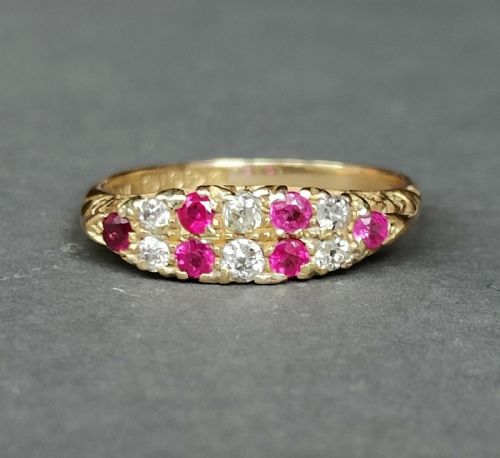 edwardian 18ct gold ruby diamond ring chester 1907 - CATEGORY: ANTIQUE JEWELLERY - DATED EDWARDIAN