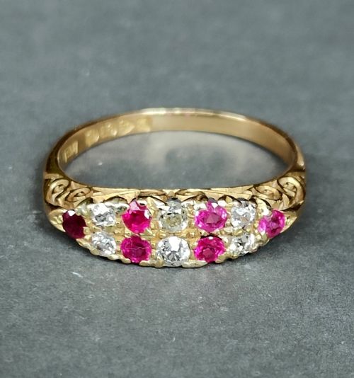 EDWARDIAN 18CT GOLD RUBY DIAMOND RING CHESTER 1907 - ADDITIONAL PHOTO 2