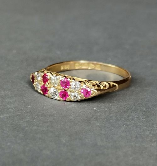EDWARDIAN 18CT GOLD RUBY DIAMOND RING CHESTER 1907 - ADDITIONAL PHOTO 3