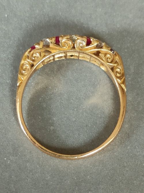 EDWARDIAN 18CT GOLD RUBY DIAMOND RING CHESTER 1907 - ADDITIONAL PHOTO 4