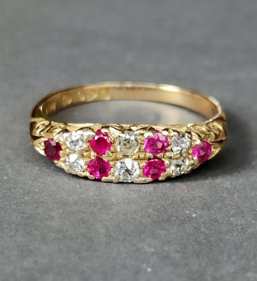 EDWARDIAN 18CT GOLD RUBY DIAMOND RING CHESTER 1907 - ADDITIONAL PHOTO 5
