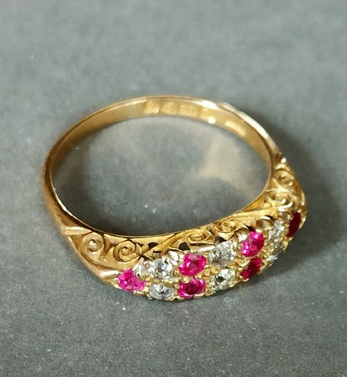 EDWARDIAN 18CT GOLD RUBY DIAMOND RING CHESTER 1907 - ADDITIONAL PHOTO 6