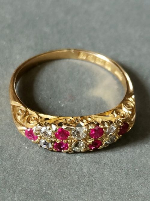 EDWARDIAN 18CT GOLD RUBY DIAMOND RING CHESTER 1907 - ADDITIONAL PHOTO 8