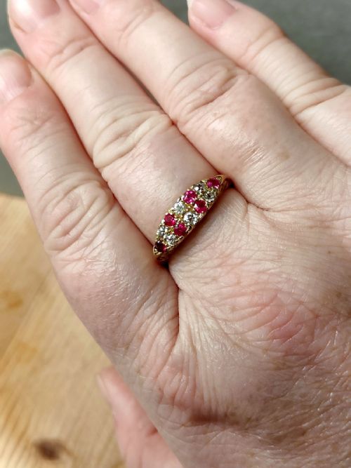 EDWARDIAN 18CT GOLD RUBY DIAMOND RING CHESTER 1907 - ADDITIONAL PHOTO 9