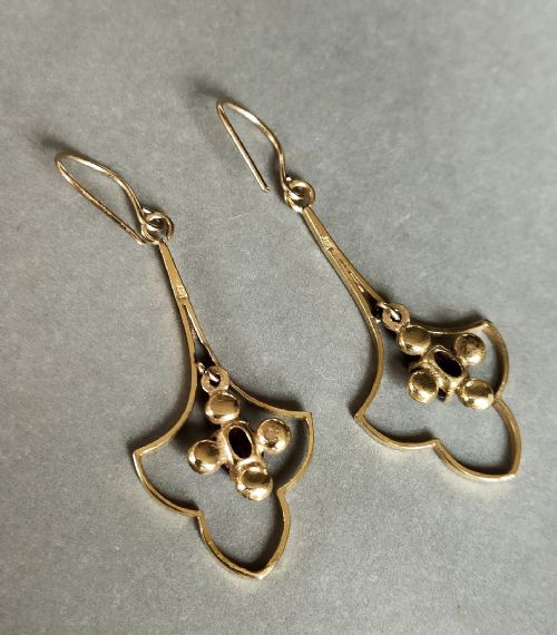 LARGE VICTORIAN 9CT GOLD AMETHYST PEARL EARRINGS - ADDITIONAL PHOTO 5