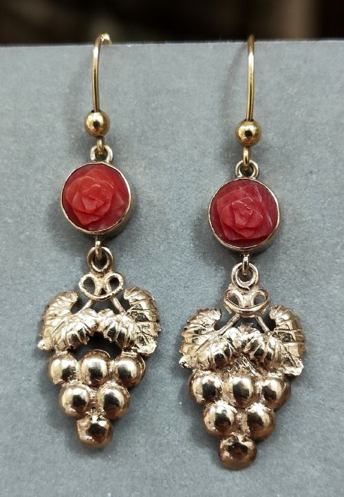 VICTORIAN 9CT GOLD CORAL EARRINGS - ADDITIONAL PHOTO 2